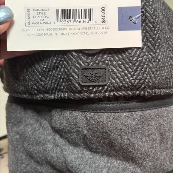 Dockers Charcoal Herringbone Cap with Hidden Ear Flaps - Picture 2 of 6